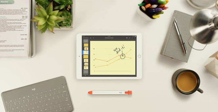 Logitech Crayon Digital Pencil fürs Apple iPad produkt in gebrauch