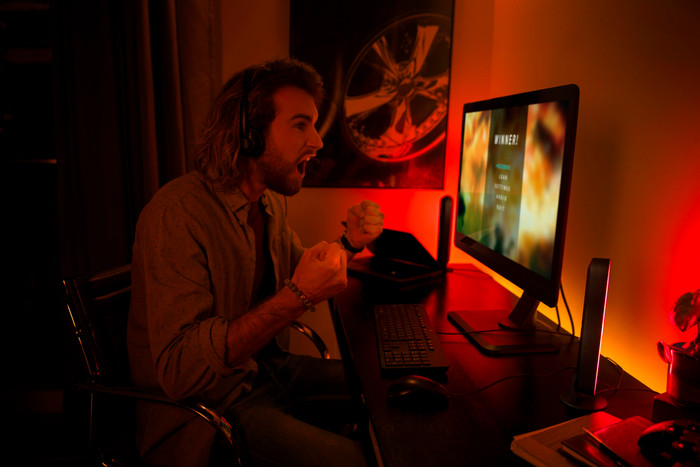 Philips Hue Play Lightbar White & Color Schwarz Erweiterung produkt in gebrauch