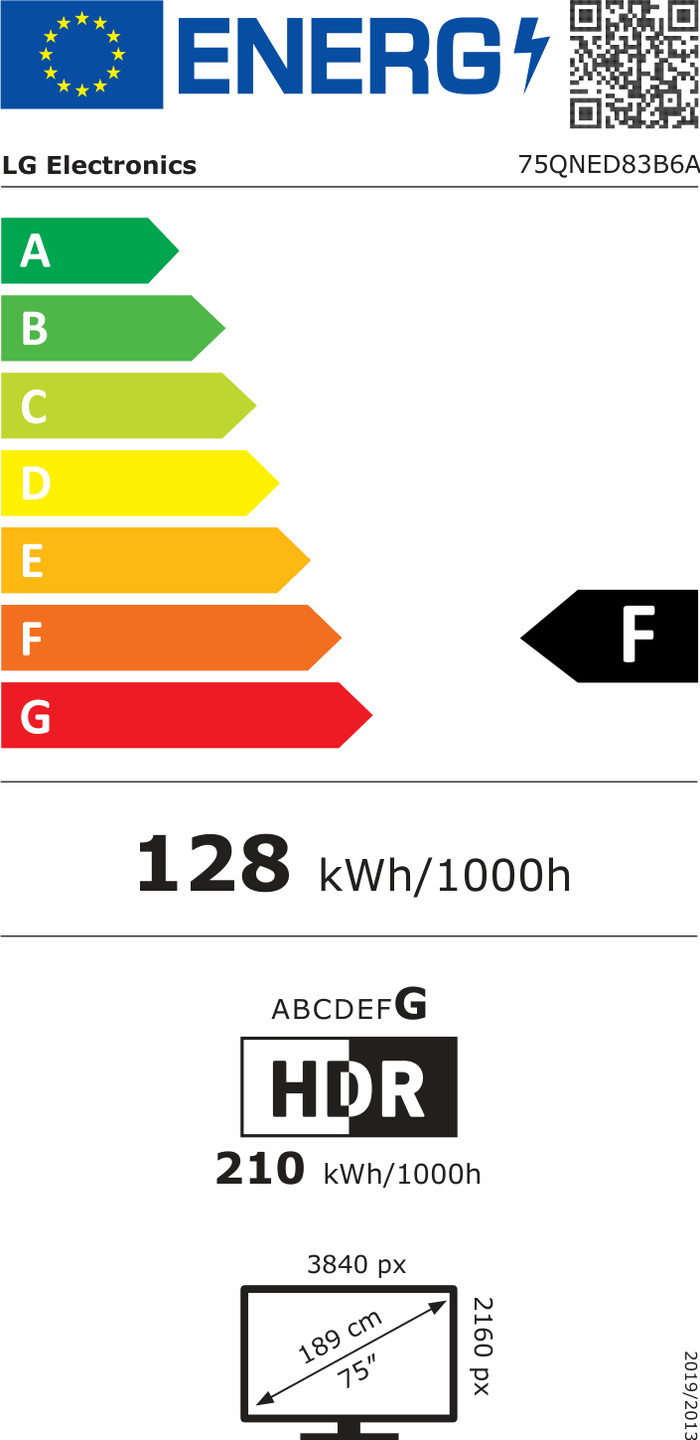 LG 75 Zoll QNED83 Mini-LED 4K (2026) energielabel