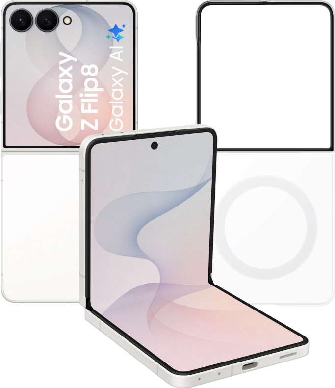 Samsung Galaxy Z Flip 8 512GB White 5G + Samsung Back Cover with Magnet Transparent Main Image