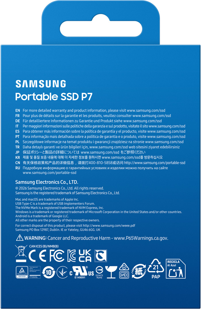 Samsung P7 Portable SSD 1 TB verpackung