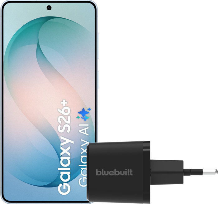 Samsung Galaxy S26 Plus 256GB Light Blue 5G + BlueBuilt Charger 45W Black Main Image