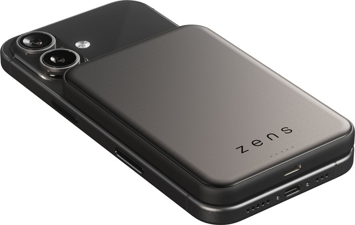 Zens Wireless Powerbank mit MagSafe und Qi2.2 5.000 mAh Schwarz vorne