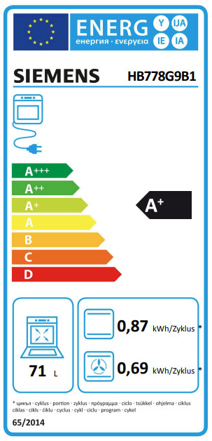Siemens HB778G9B1 energielabel
