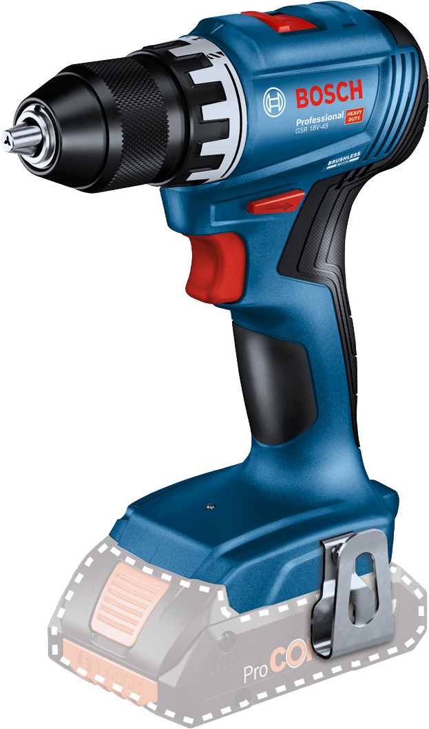 Bosch Professional GBH 18V-22 + GSR 18V-45 Kombiset + Zubehör rechte seite