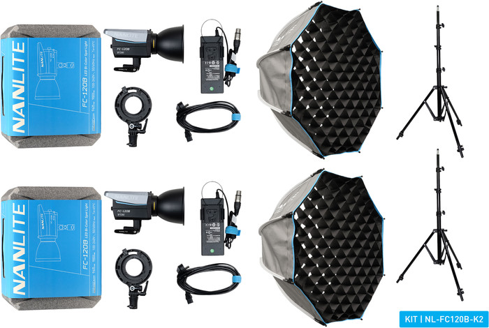 Nanlite FC-120B LED Bi-Color Spot Light Dual Kit (with light stand and softbox) Main Image