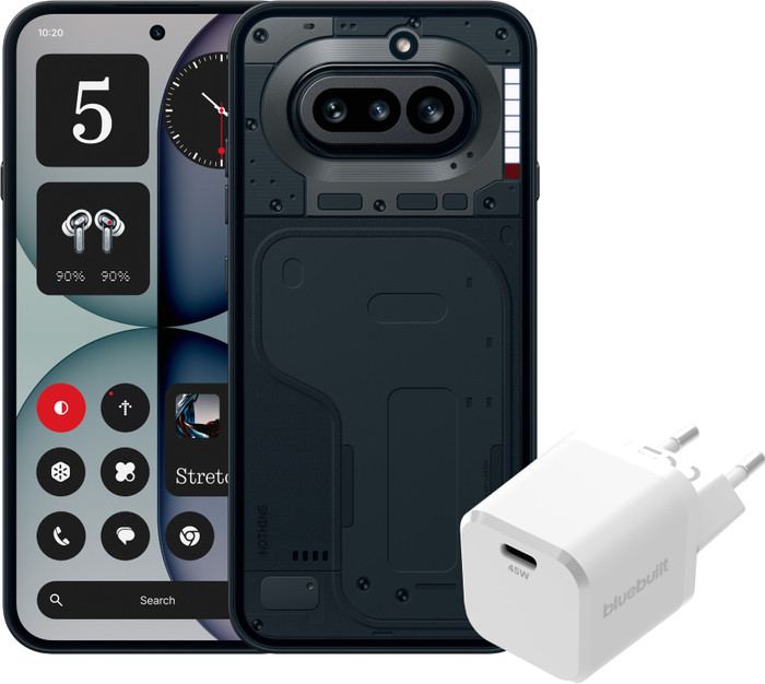 Nothing Phone (4a) 128GB Schwarz 5G + BlueBuilt Ladegerät mit USB-C-Port 45 W Weiß Main Image