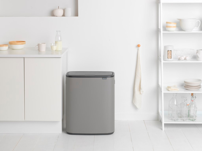 Brabantia Bo Touch Bin 2x30 Liters Mineral Concrete Gray product in use