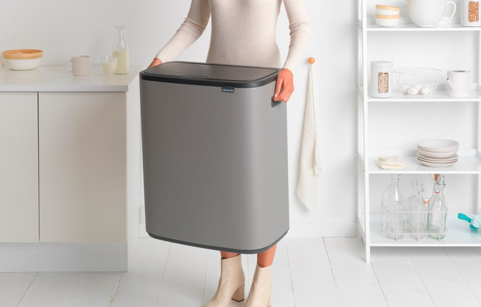 Brabantia Bo Touch Bin 60L Mineral Concrete Gray product in use