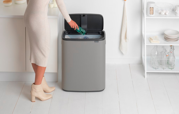 Brabantia Bo Touch Bin 60L Mineral Concrete Gray product in use