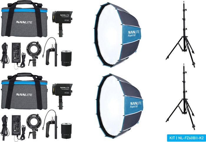 Nanlite Forza 60B II LED Bi-Color Dual Kit (with light stand and softbox) Main Image