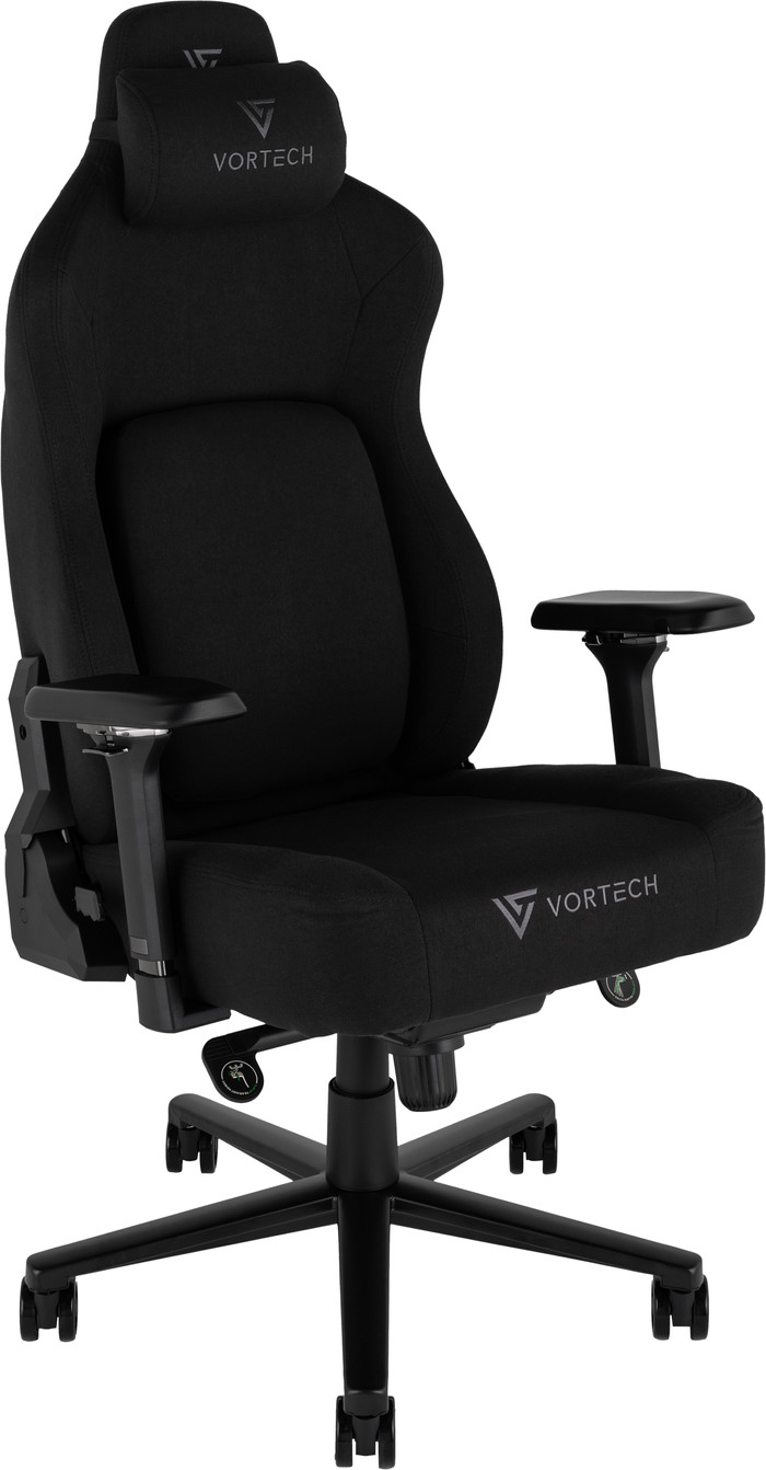 Vortech Prestige Gaming Chair Black + Vortech Floor Mat Black left side
