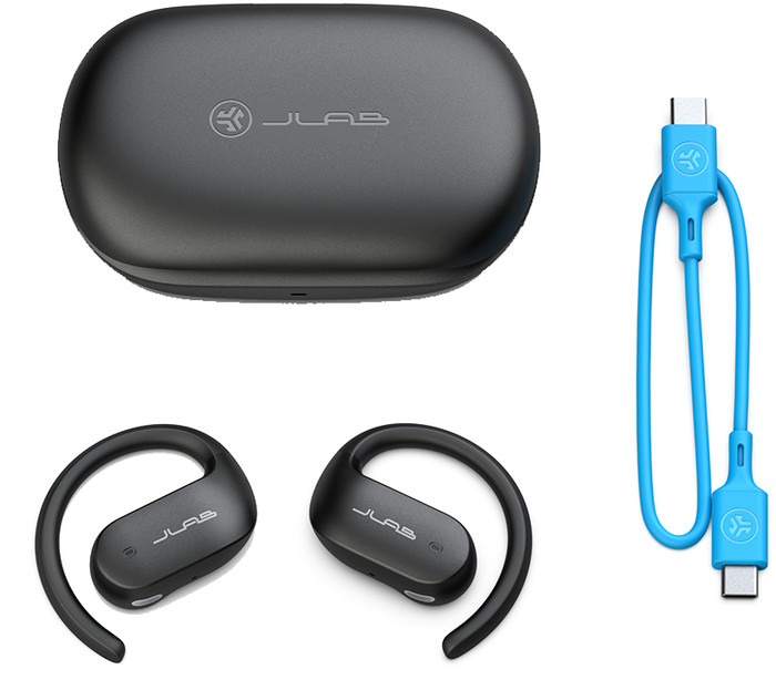 JLab JBuds Open Sport 2 Black combined product