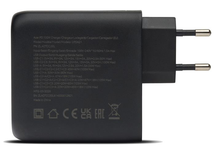 Acer 100W GaN Charger right side