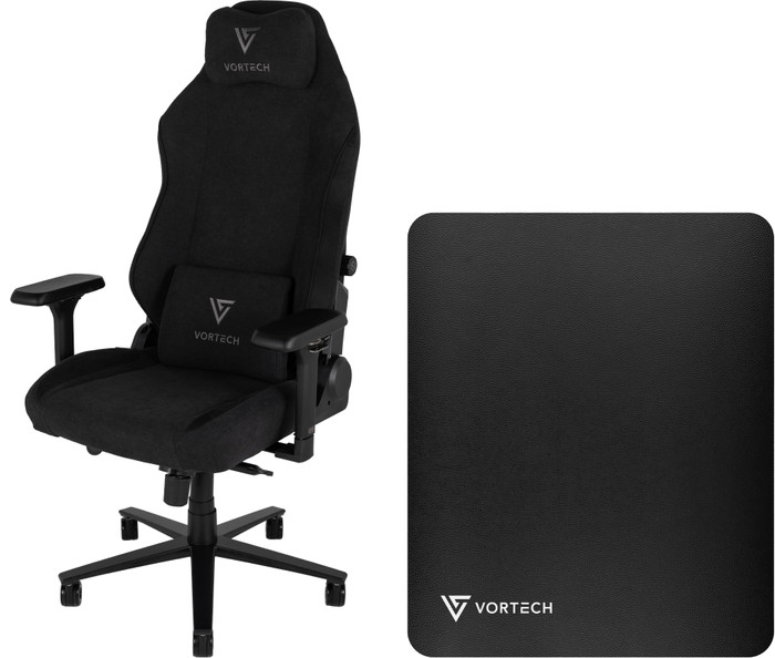 Vortech Prestige Plus Gaming Chair Black + Vortech Floor Mat Black Main Image