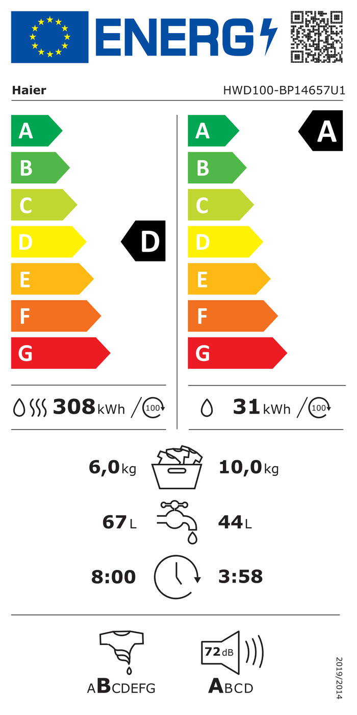 Haier HWD100-BP14657U1 energielabel
