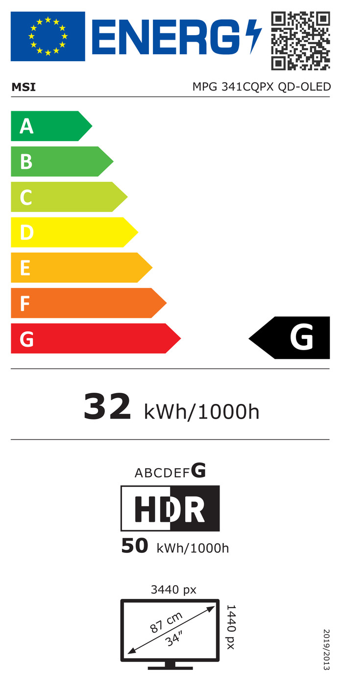 MSI MPG 341CQPX QD-OLED Curved energy label