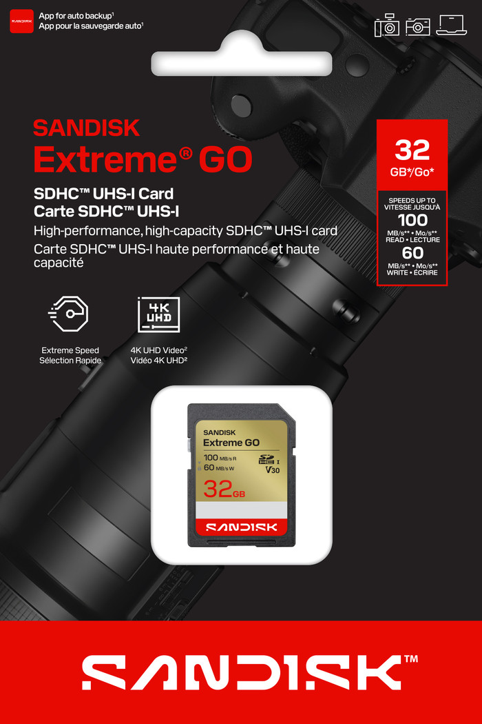 SANDISK Extreme GO SDHC 32GB 100 MB/s verpackung