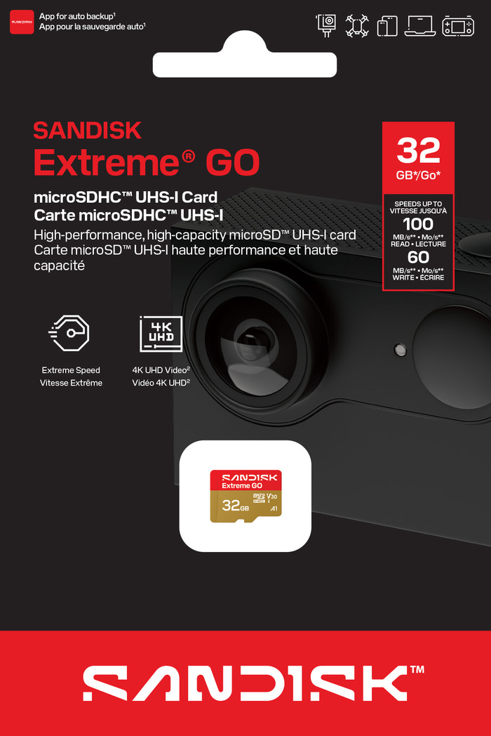 SANDISK Extreme GO microSDHC 32GB 100 MB/s verpackung