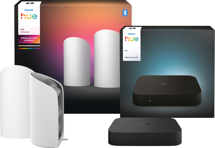 Philips Hue Play Wallwasher Weiß Doppelpack + HDMI Sync Box 4K Main Image