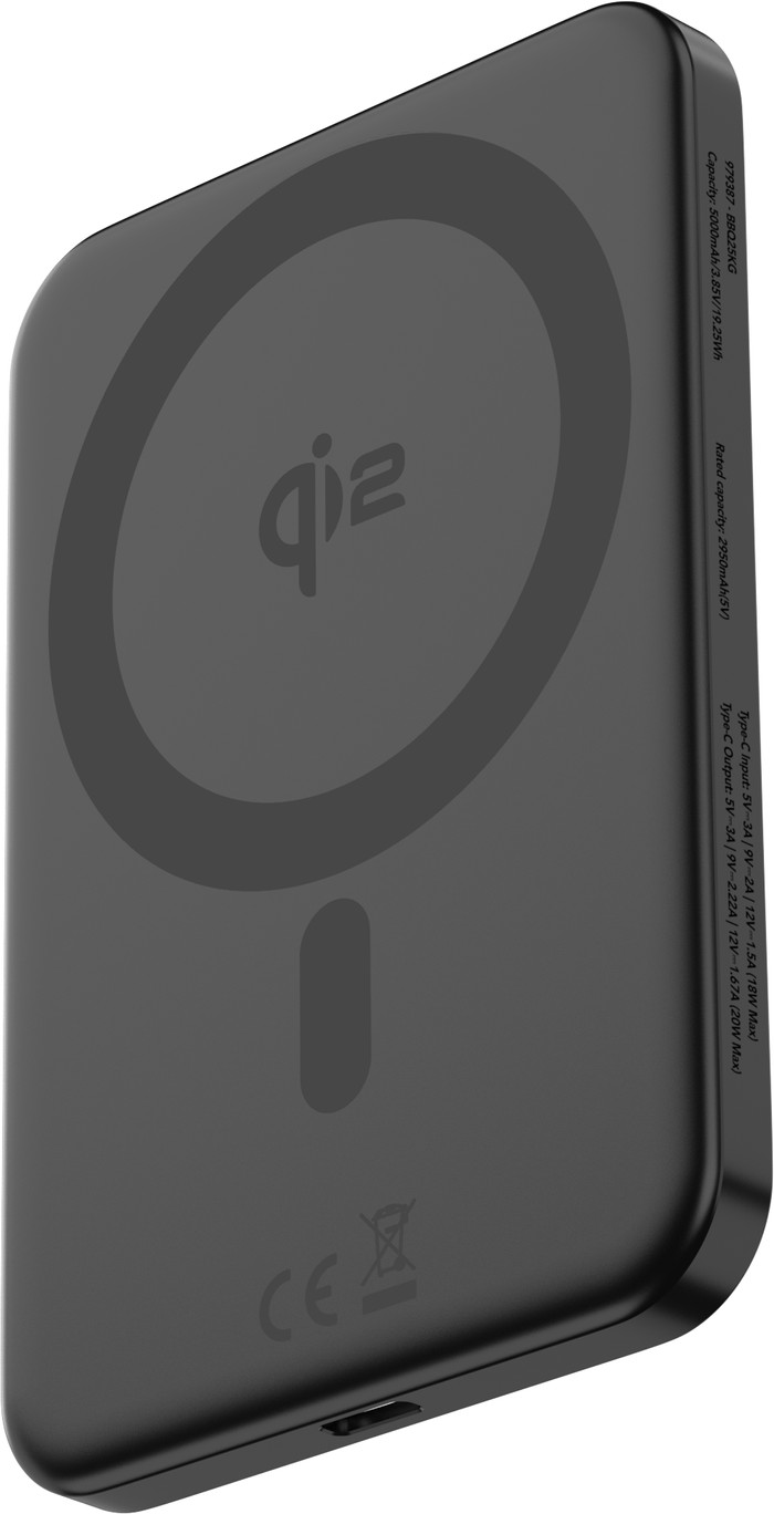 BlueBuilt Wireless Powerbank mit Qi2 und MagSafe 5.000 mAh mit Schnellladen 20 Watt Grau rechte seite