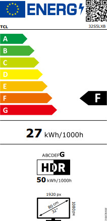 TCL QLED 32 inches S5L (2026) energy label