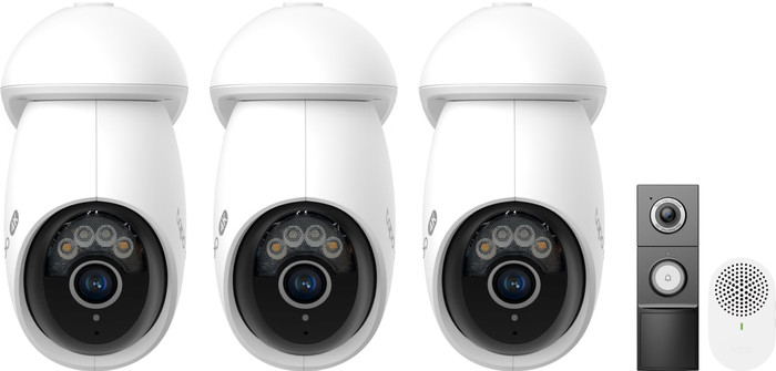 TP-Link Tapo C560WS 3er-Pack + D235 Smart Battery + Wired Doorbell Main Image
