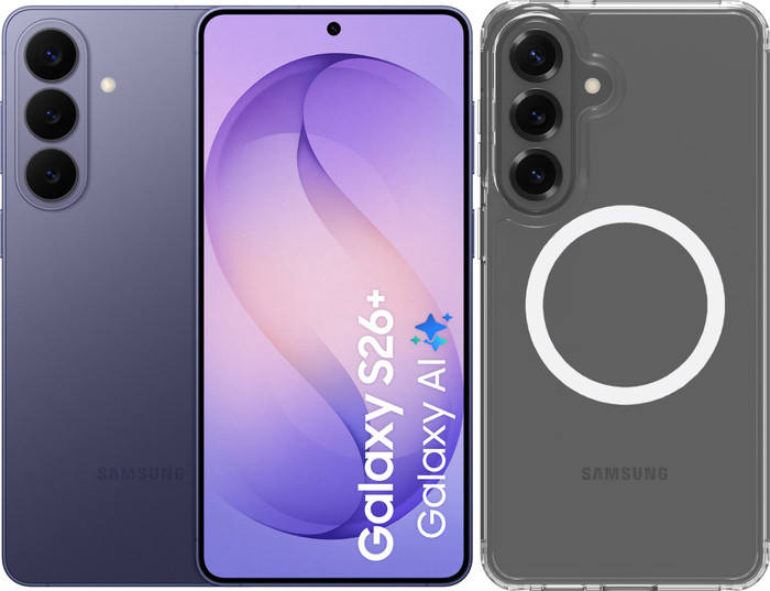 Samsung Galaxy S26 Plus 512GB Dunkelblau 5G + BlueBuilt Backcover mit Magnet Transparent Main Image