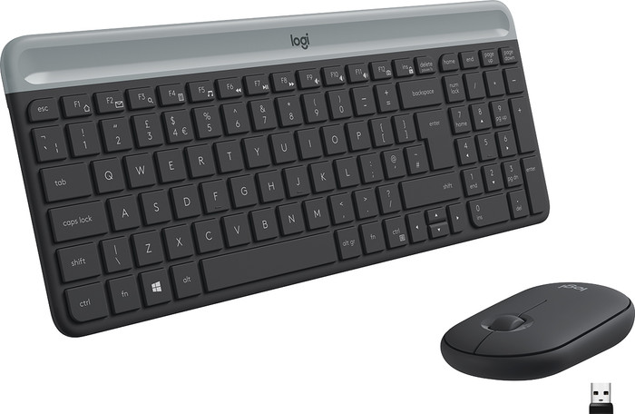 Logitech MK470 Slim kabellose Tastatur und Maus Grau QWERTZ top