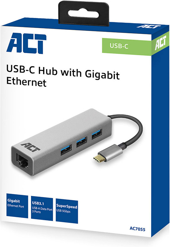 ACT USB-C 3-port Hub with Ethernet null