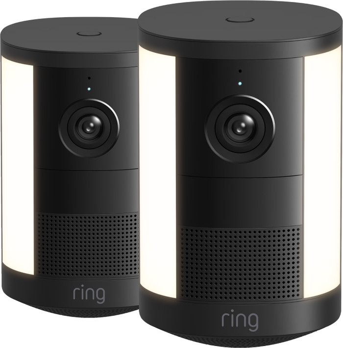 Ring Spotlight Kamera 2. Generation Akku Schwarz Doppelpack Main Image