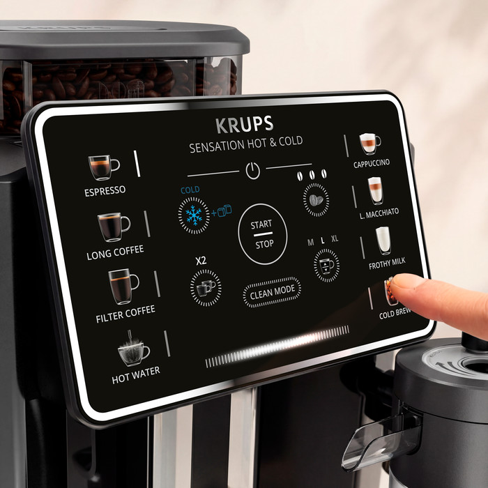 Krups Sensation Hot & Cold Milk EA914H Schwarz detail