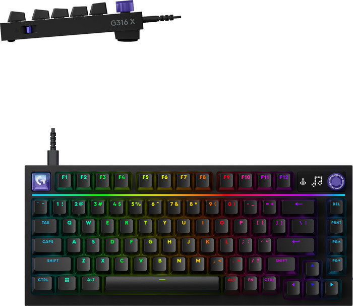 Logitech G316 X 75 Gaming-Tastatur Schwarz Qwertz oberseite