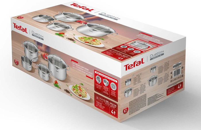 Tefal Duetto+ 4-teiliges Topfset verpackung