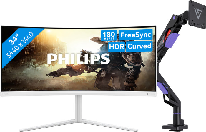Philips Evnia 34M2C5501A/00 Curved + Vortech Monitorhalterung Main Image