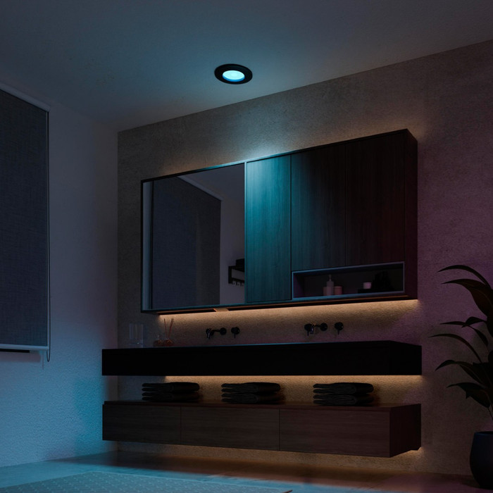 Philips Hue Recessed Spot Light Slim - White and Color 170mm - Black product in use
