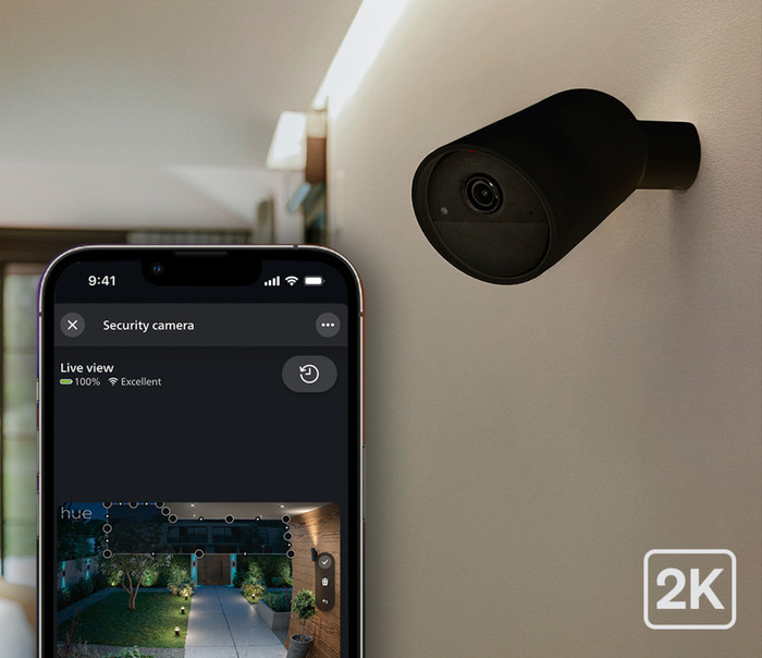Philips Hue Secure Security Camera with Battery 2K Black product in use