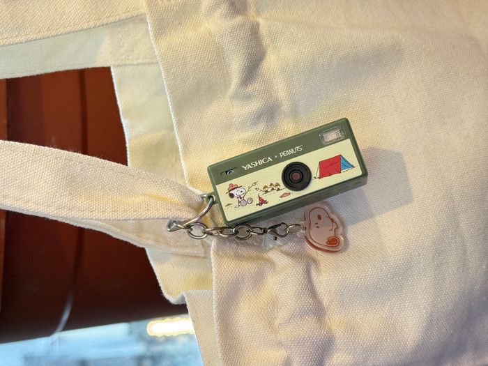 Yashica Funtastic Keychain Camera Snoopy's Summit product in use