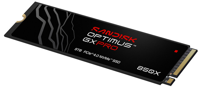 SANDISK Optimus GX PRO 850X 8TB NVMe-SSD mit Kühlkörper vorne