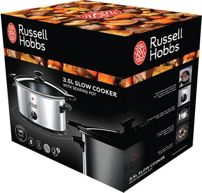 Russell Hobbs Cook at Home Searing Slowcooker 3,5 l verpackung