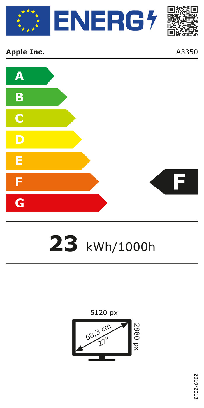 Apple Studio Display (2026) Tilt- and Height-adjustable Stand energy label