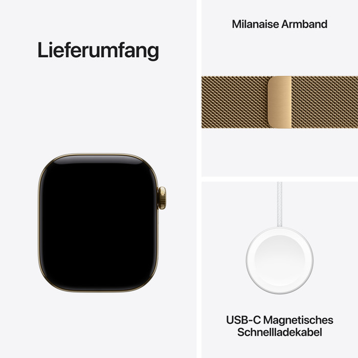 Apple Watch Series 12 Cellular 42 mm Titan Gold Milanaise Armband visueller lieferant