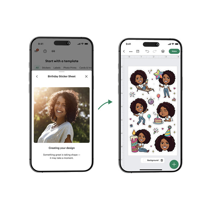 Cricut Fotoset für StickerPix Print + Cut produkt in gebrauch