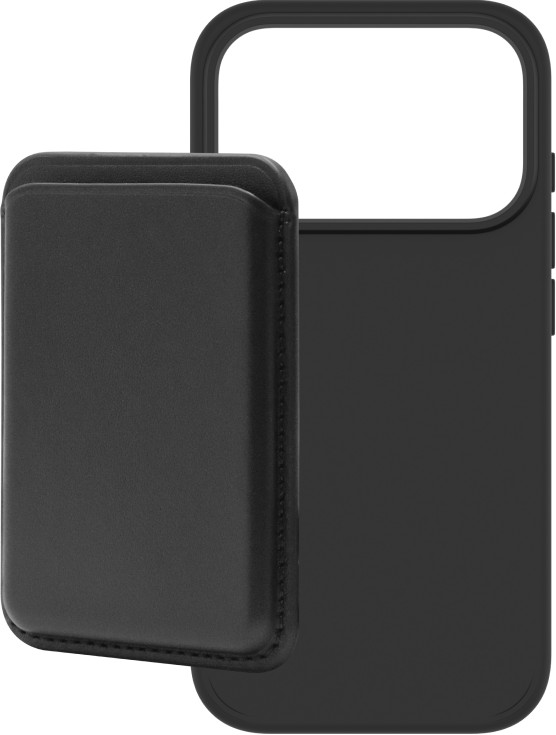 BlueBuilt MagSafe Hülle iPhone 18 Pro Schwarz + Kartenhalter Leder Schwarz Main Image
