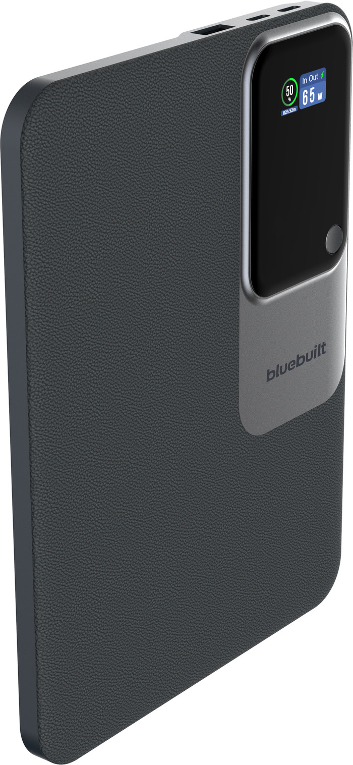 BlueBuilt Powerbank Ultra Slim 15.000 mAh mit Schnellladefunktion 65 Watt linke seite