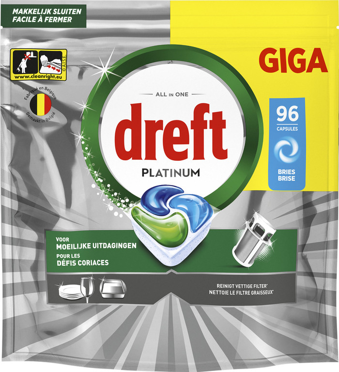 Dreft Platinum All In One Dishwasher Tablets - 96 pieces Main Image