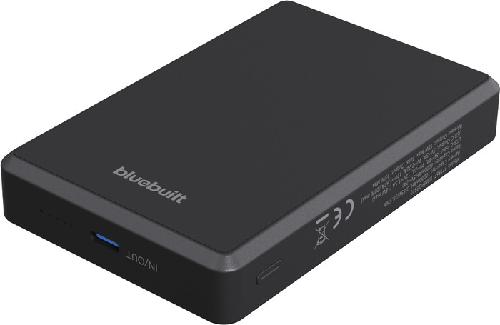 BlueBuilt Wireless Powerbank mit MagSafe und Qi2 10.000 mAh mit Schnellladefunktion Schwarz oberseite