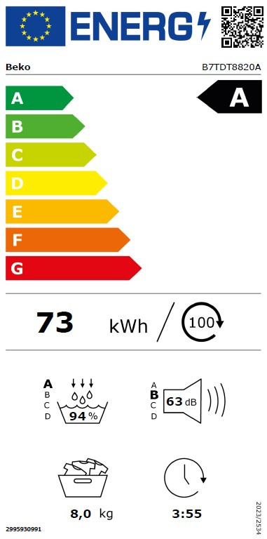 Beko B7TDT8820A energielabel