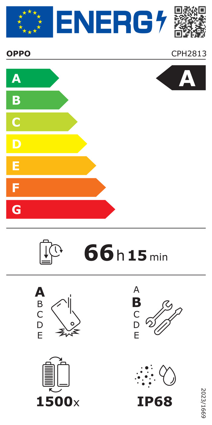 OPPO Reno15 Pro 512GB Hellblau 5G energielabel