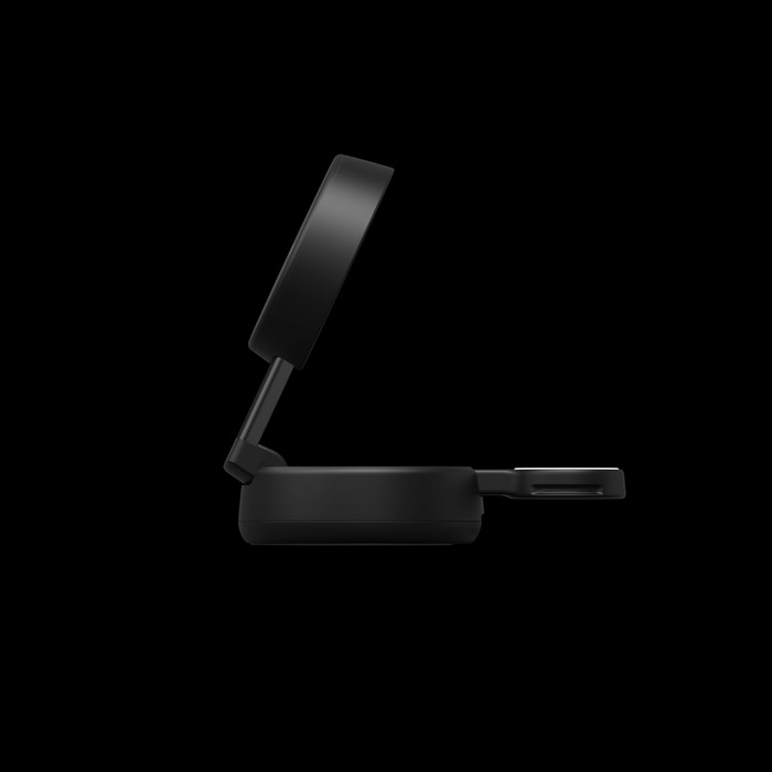 Belkin UltraCharge Pro 2-in-1 MagSafe Kabelloses Ladegerät mit Ständer Qi2 25 W Schwarz vorne